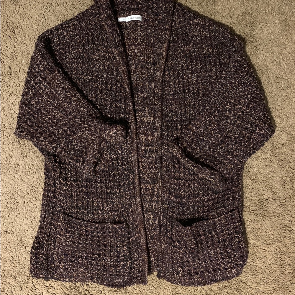 Brown multicolor knit oversized cardigan